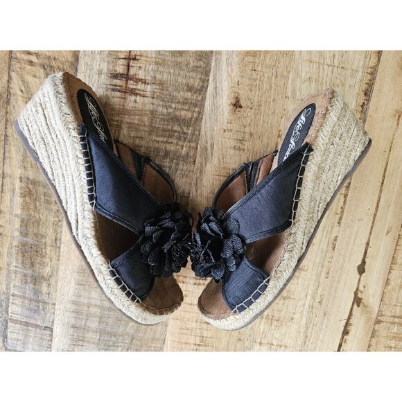 Life Stride Black Wedge Slide Canvas Sandals in Box Women's Size 7 M EUC - Picture 11 of 11